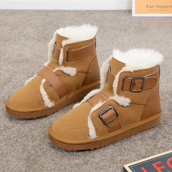 Cizme de iarnă de damă cu căptușeală moale în negru și bej