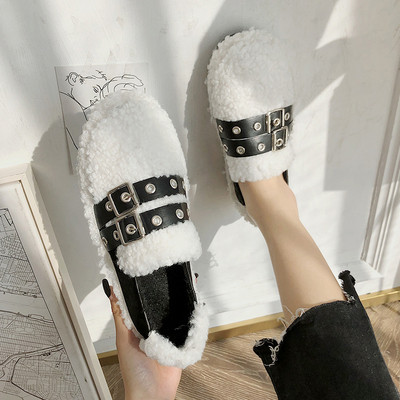 Női pehelycipő télre fekete-fehér színben