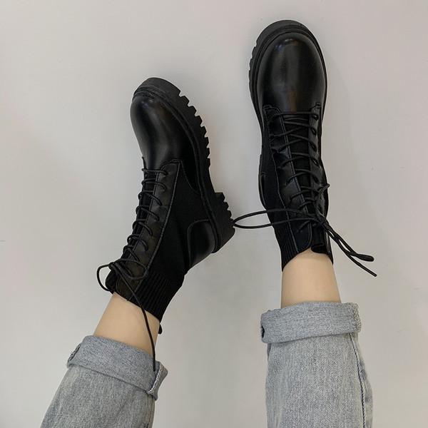 Ghete de dama moderne cu sireturi din piele ecologica si material textil