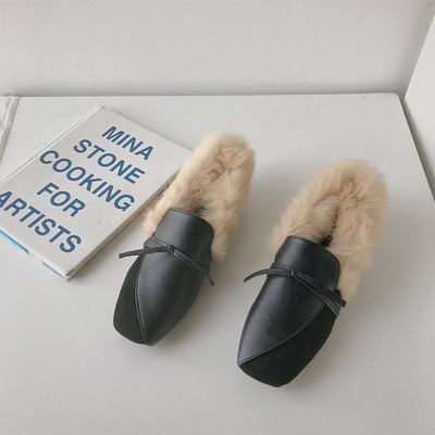 Pantofi casual de damă cu căptușeală moale și puf în negru și bej