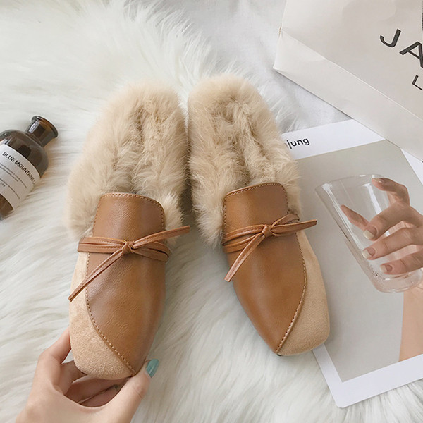 Pantofi casual de damă cu căptușeală moale și puf în negru și bej