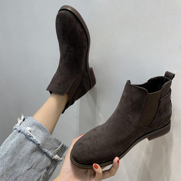 Cizme de dama din piele intoarsa ecologica cu catarama in culorile gri, bej si negru