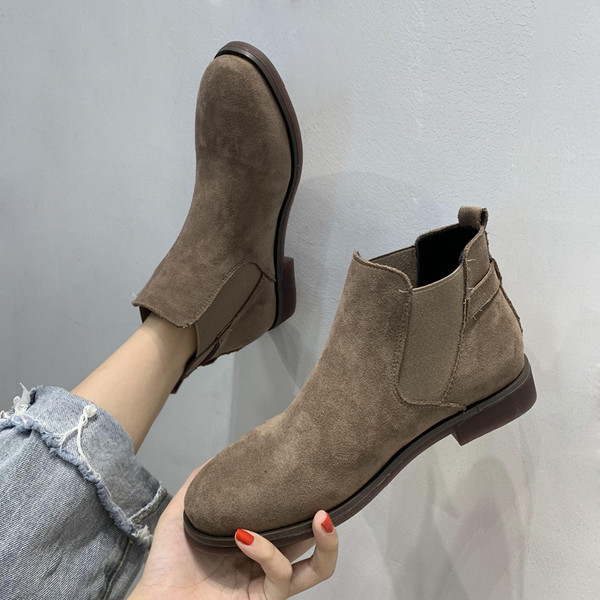 Cizme de dama din piele intoarsa ecologica cu catarama in culorile gri, bej si negru