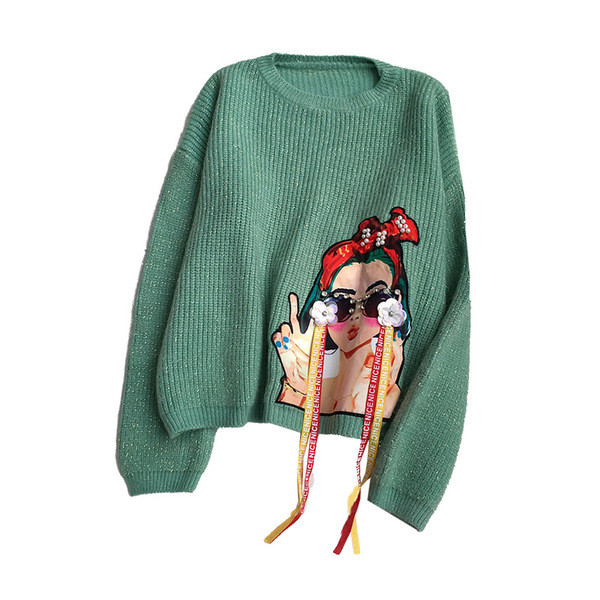 Modern női pulóver három színben rátéttel és 3D elemmel