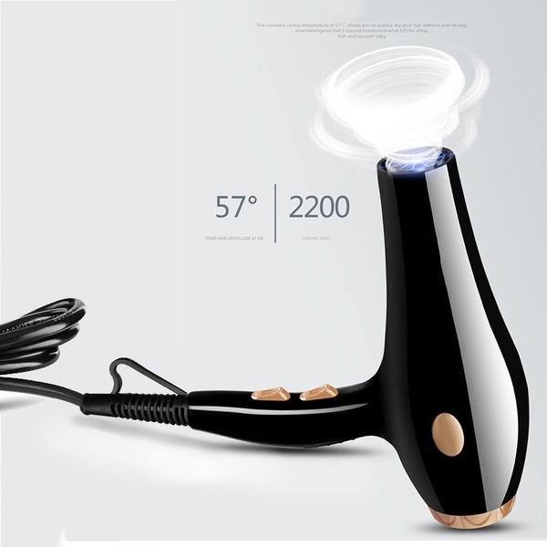 Професионален сешоар с 2200W мощност и концентратор в черен цвят