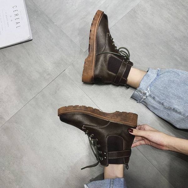 Cizme casual dama cu sireturi si talpa plata