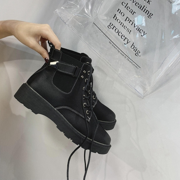 Cizme casual dama cu sireturi si talpa plata