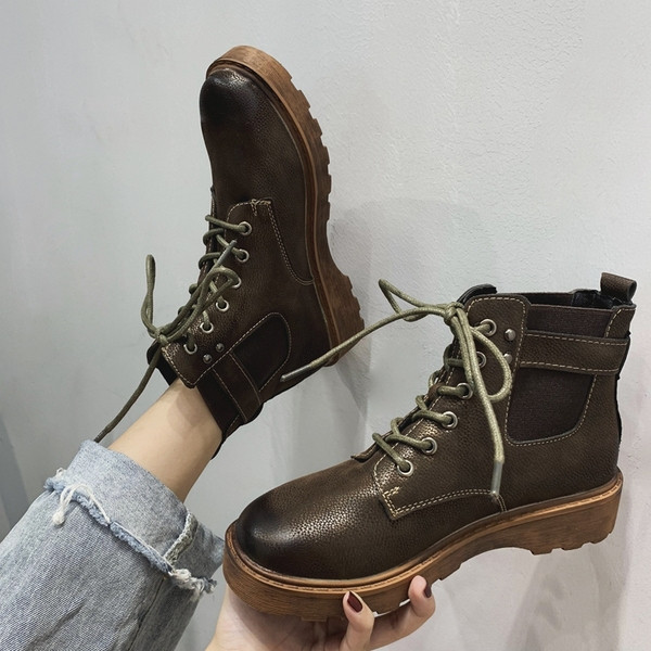 Cizme casual dama cu sireturi si talpa plata