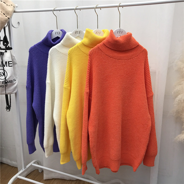 Női pulóver magas gallérral több színben - széles modell