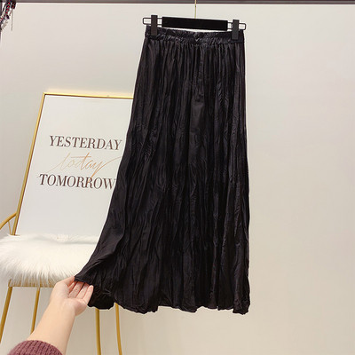 Hosszú női redőzött szoknya, magas derékkal