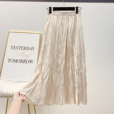 Hosszú női redőzött szoknya, magas derékkal