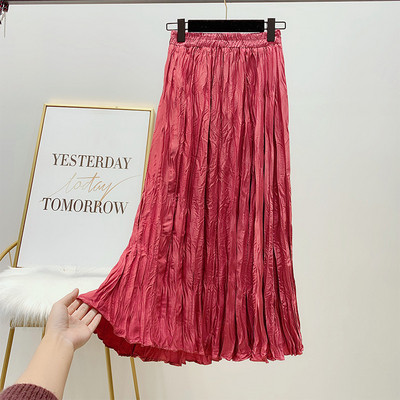 Hosszú női redőzött szoknya, magas derékkal