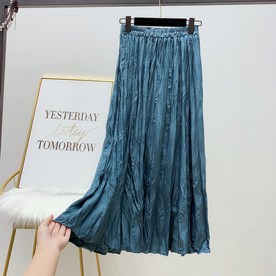 Hosszú női redőzött szoknya, magas derékkal