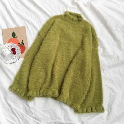 Női pulóver három színben széles modell félmagas gallérral