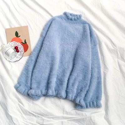 Női pulóver három színben széles modell félmagas gallérral