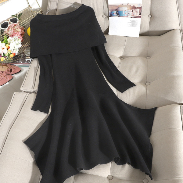 Aszimmetrikus modell női kötött ruha négy színben