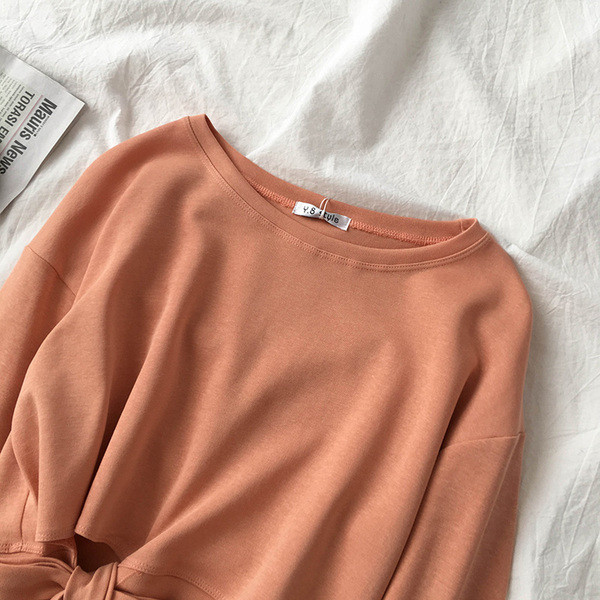 Bluza casual de dama in trei culori cu cravate si decolteu rotund