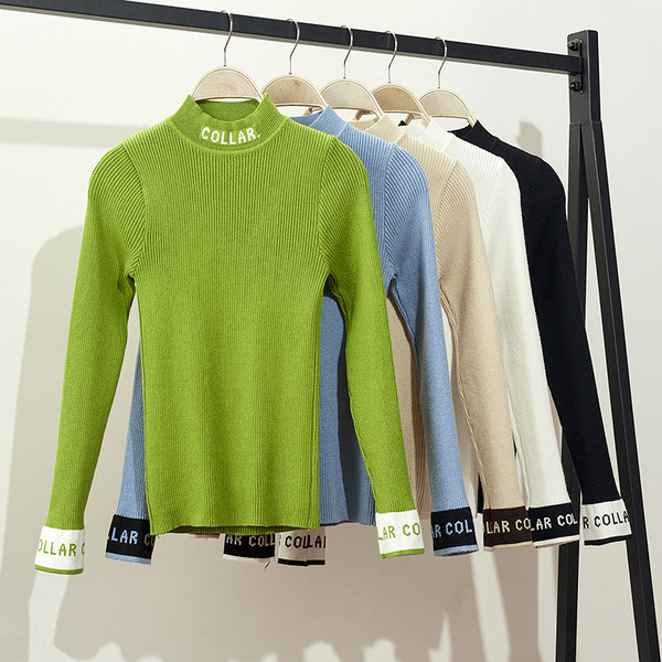 Pulover de iarna dama cu decolteu rotund si broderie - mai multe culori