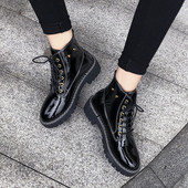 Lezser őszi csizma fűzős fekete színben