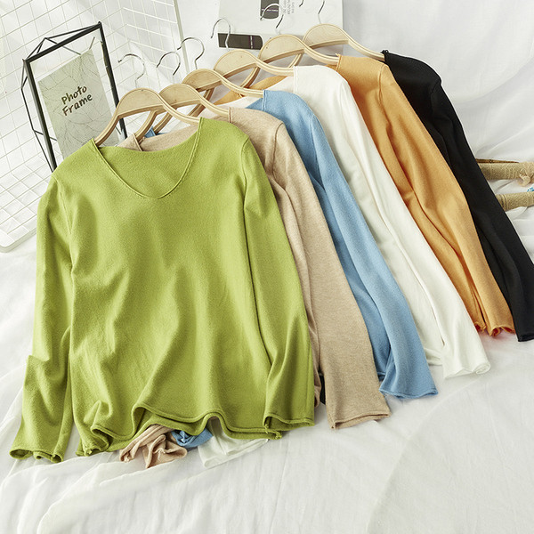 Bluza de toamna dama cu decolteu spitz model larg - mai multe culori