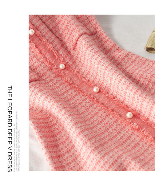 Modern női ruha zsebekkel széles, rózsaszín modell