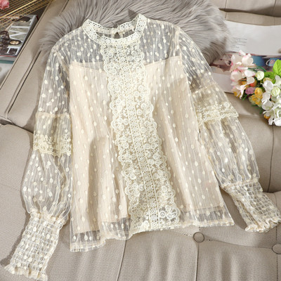 Cămașă de damă din dantelă în bej, roz, negru și alb