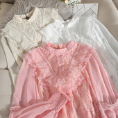 Cămașă din șifon de damă cu guler scăzut