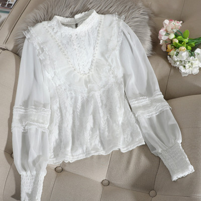 Cămașă din șifon de damă cu guler scăzut