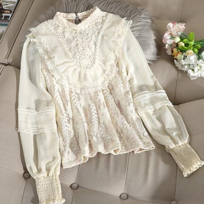 Cămașă din șifon de damă cu guler scăzut