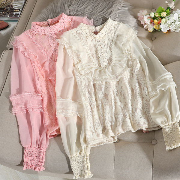 Cămașă din șifon de damă cu guler scăzut