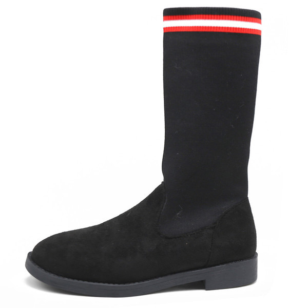 Cizme casual dama din piele intoarsa ecologica si material textil