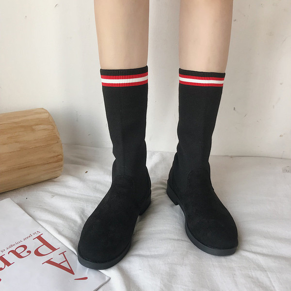 Cizme casual dama din piele intoarsa ecologica si material textil