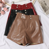 Bőr rövidnadrág négy színben, magas derékkal és gombokkal