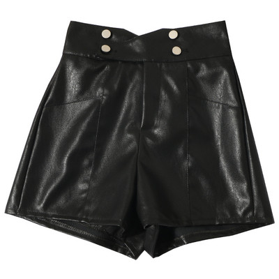 Bőr rövidnadrág négy színben, magas derékkal és gombokkal