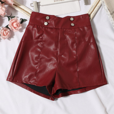Bőr rövidnadrág négy színben, magas derékkal és gombokkal