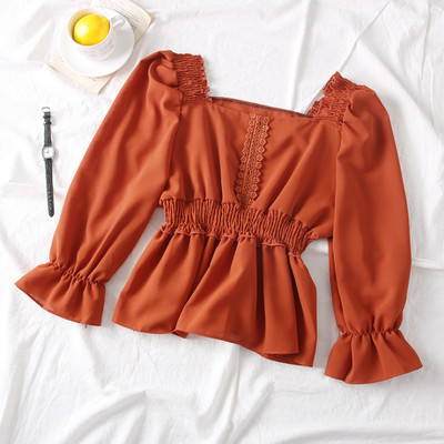 Új modell női blúz szögletes nyakkivágással, 7/8-as ujjakkal több színben