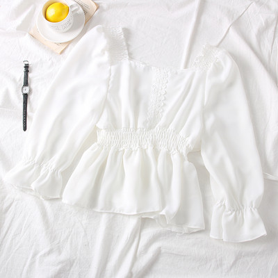 Új modell női blúz szögletes nyakkivágással, 7/8-as ujjakkal több színben