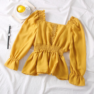 Új modell női blúz szögletes nyakkivágással, 7/8-as ujjakkal több színben