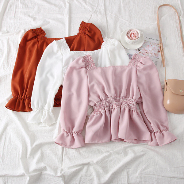 Új modell női blúz szögletes nyakkivágással, 7/8-as ujjakkal több színben