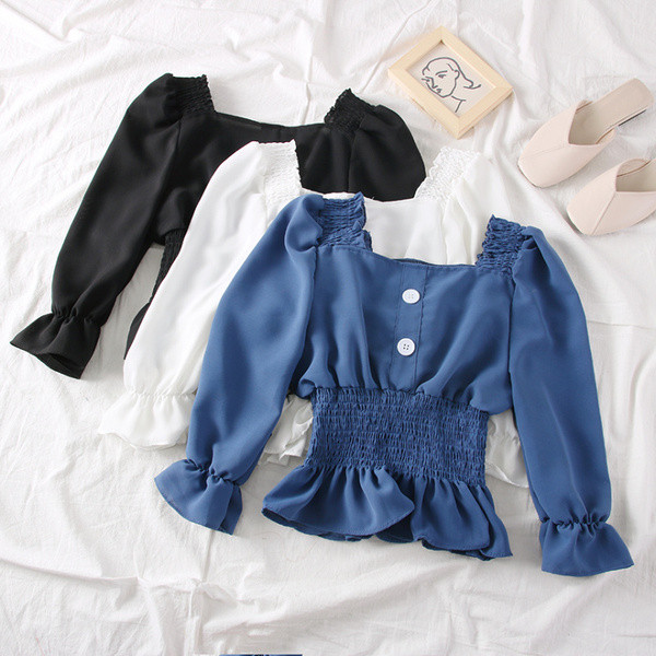 Bluza de dama model nou cu nasturi si decolteu patrat in mai multe culori