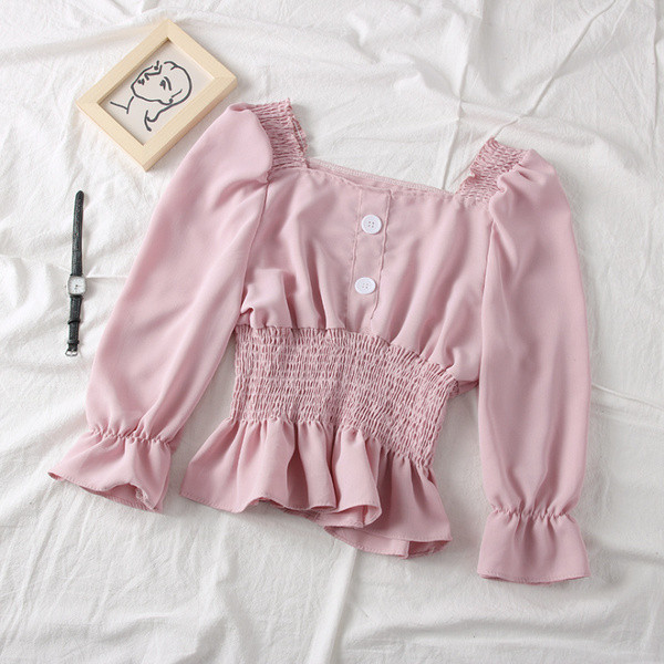 Bluza de dama model nou cu nasturi si decolteu patrat in mai multe culori