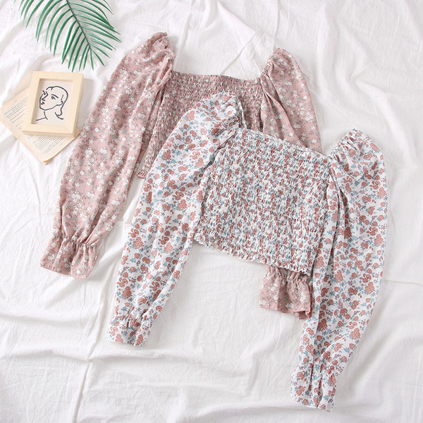 Új modell női blúz puffos ujjakkal, virágos motívumokkal