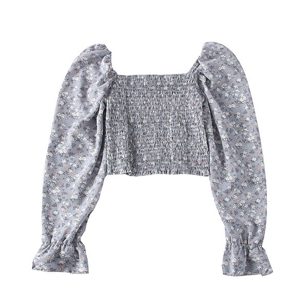 Új modell női blúz puffos ujjakkal, virágos motívumokkal