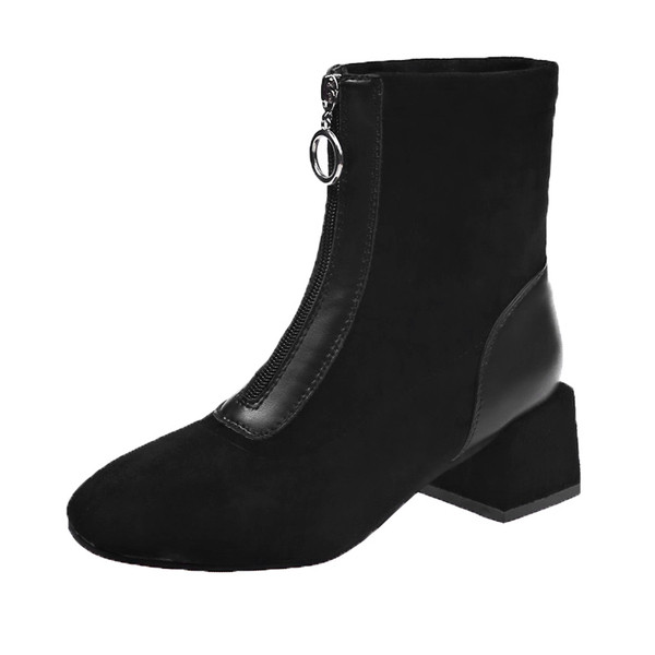 Női alkalmi csizma cipzárral és puha béléssel, fekete és bézs színben