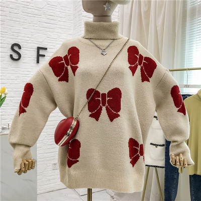 Női pulóver magas gallérral és hosszú ujjal - több színben