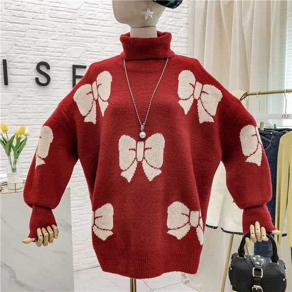 Női pulóver magas gallérral és hosszú ujjal - több színben