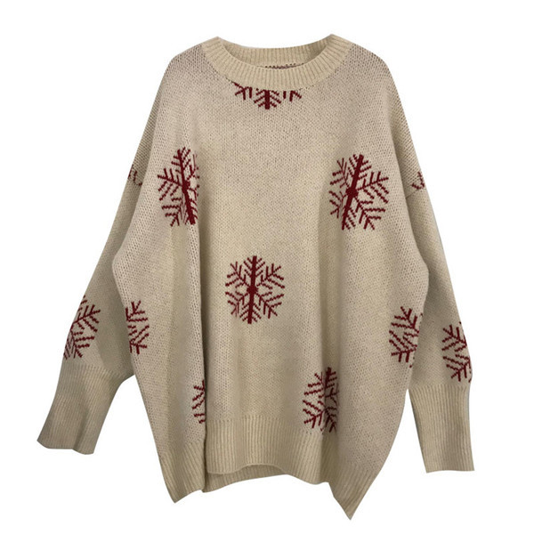 Pulover de dama de Craciun cu decolteu rotund si model in mai multe culori