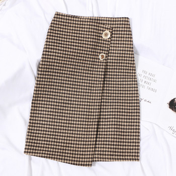 Női kockás szoknya két színben, magas derékkal, gombokkal