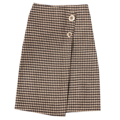Női kockás szoknya két színben, magas derékkal, gombokkal