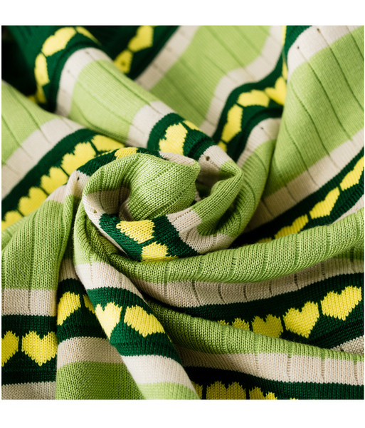 Női téli csíkos pulóver kerek nyakkivágással, zöld színben